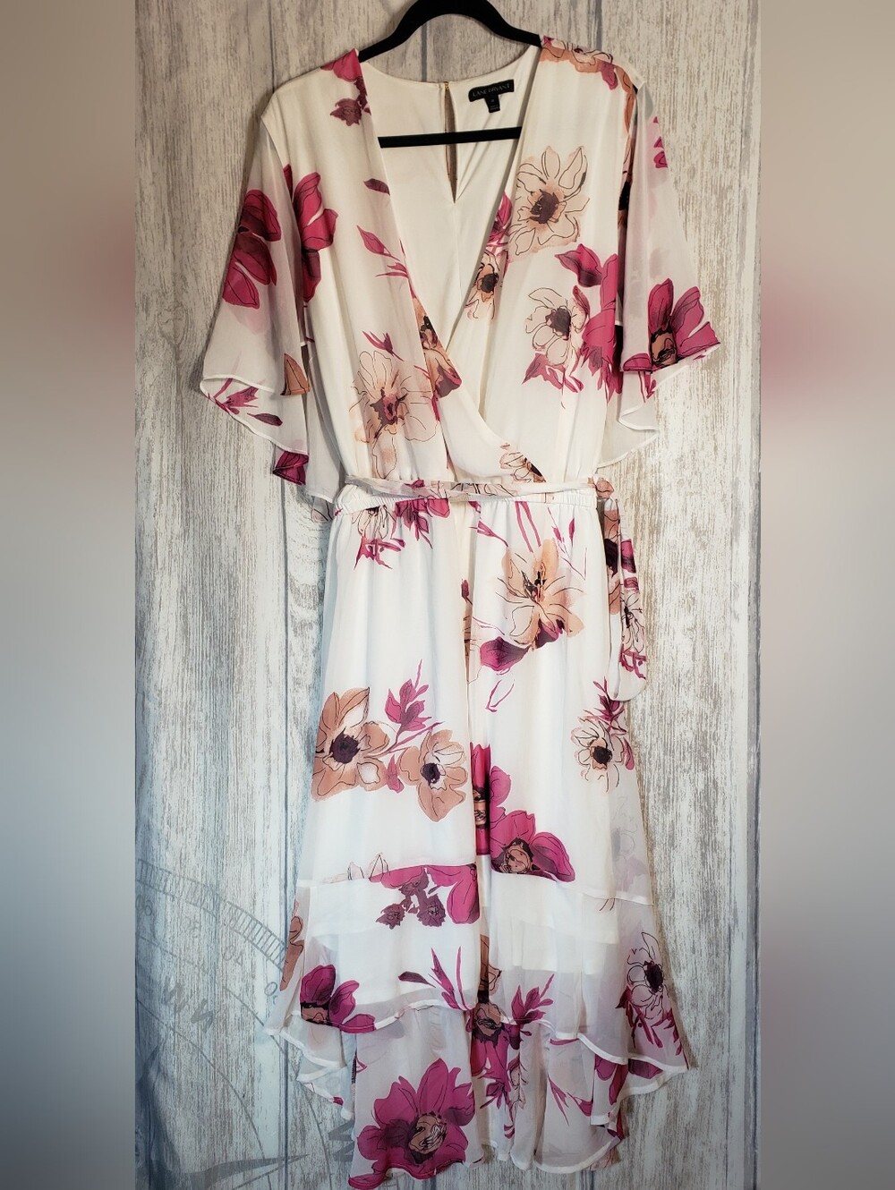Lane Bryant Faux Wrap Tie Dress Maxi Hi-Lo V-Neck Floral Women’s Size 2X 26